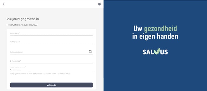 Voorbeeld interface griepvaccin reservatie Voorbeeld interface griepvaccin reservatie