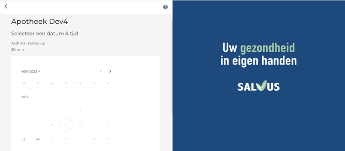 voorbeeld interface specifieke afspraak